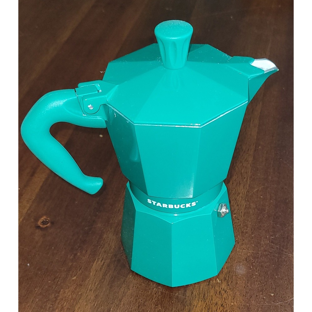 Starbucks Bialetti Moka Express Teal Green 3-Cup Stovetop Espresso Maker Italy